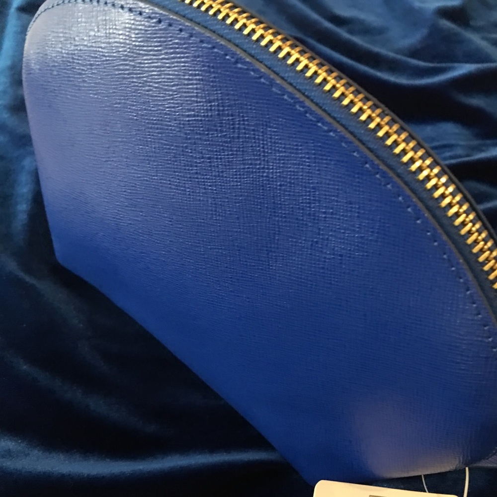 Neiman Marcus Royal Blue Leather Cosmetic Bag